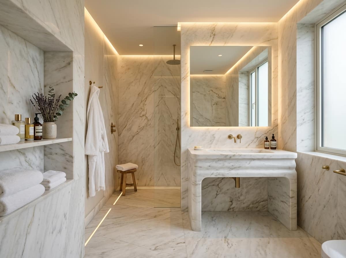 BANYO & ISLAK HACİM — doğal taş uygulaması